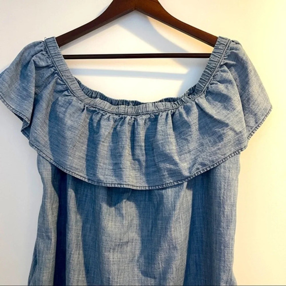 Dress on shoulder elastic XL shorts sleeves denim Abercrombie - Picture 2 of 3